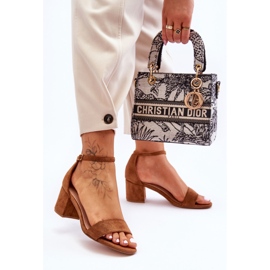 Classic Suede Camel Honeymoon Low Heel Sandals brown 2