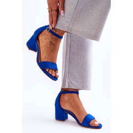 Honeymoon Blue Low Heel Classic Suede Sandals 1