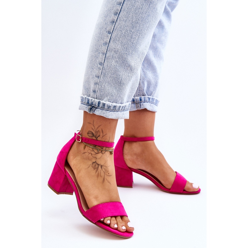 Fuchsia Honeymoon Suede Classic Low Heel Sandals pink 1