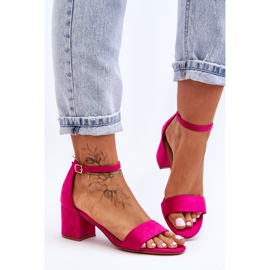 Fuchsia Honeymoon Suede Classic Low Heel Sandals pink 2