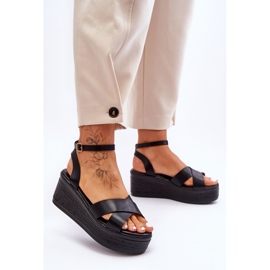 Women's Comfortable Wedge Sandals Black Laurie 1