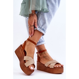 Women's Comfortable Wedge Sandals Brown-Beige Laurie 2