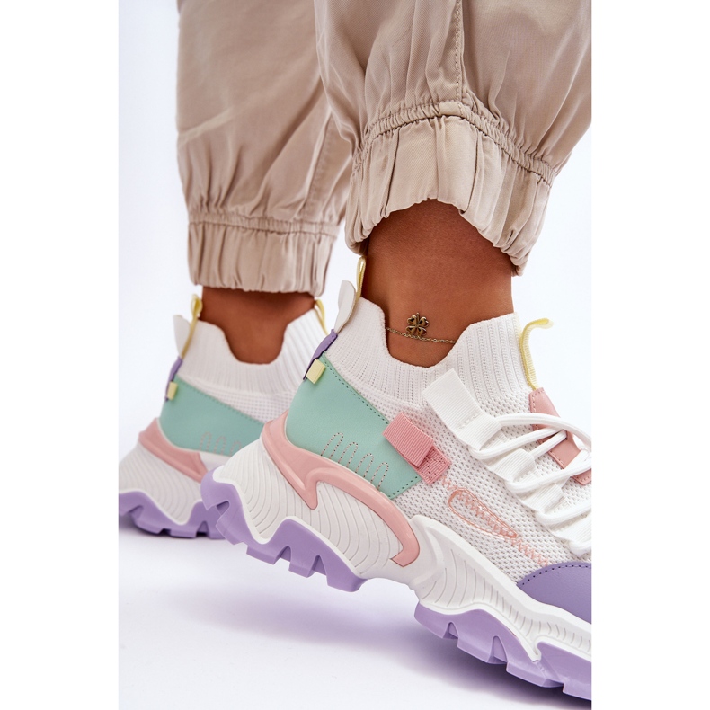 PS1 Women's Slip-on Sock Sneakers White/Purple Keaton 2