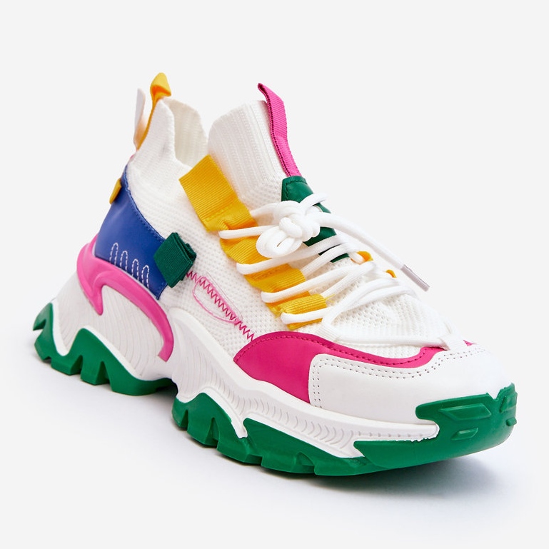 PS1 Women's Slip-on Sock Sneakers White-Green Keaton 1