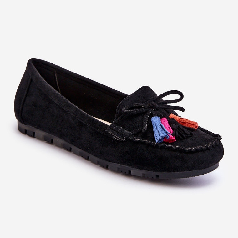PS1 Suede Loafers With Bow And Tassels Black Dorine 1 PS1 Suede Loafers With Bow And Tassels Black Dorine 1
