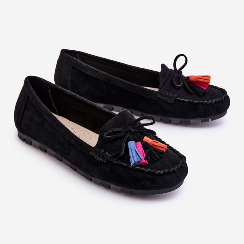 PS1 Suede Loafers With Bow And Tassels Black Dorine 2 PS1 Suede Loafers With Bow And Tassels Black Dorine 2