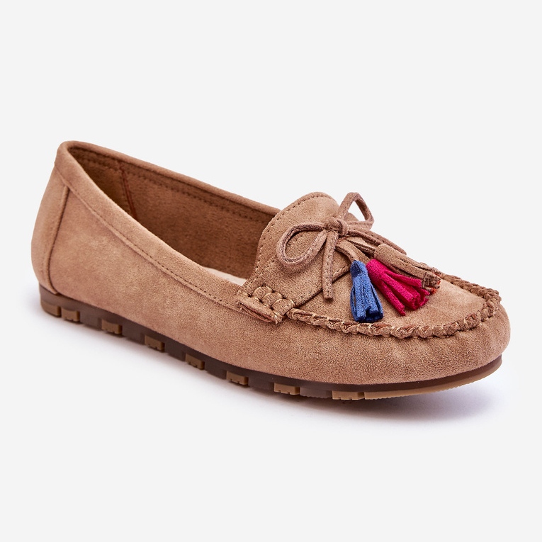 PS1 Suede Loafers With Bow And Tassels Dark Beige Dorine 2