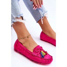 PS1 Suede Loafers With Bow And Fringes Fuchsia Dorine pink 1