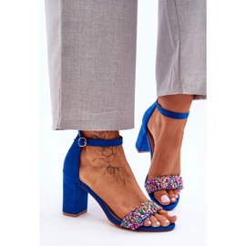 Fashionable High Heels Sandals With Decorative Stones Blue Love Me 1 Fashionable High Heels Sandals With Decorative Stones Blue Love Me 1