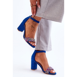 Fashionable High Heels Sandals With Decorative Stones Blue Love Me 2 Fashionable High Heels Sandals With Decorative Stones Blue Love Me 2