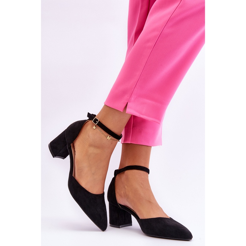 Suede Heel Pumps Black Promise 1
