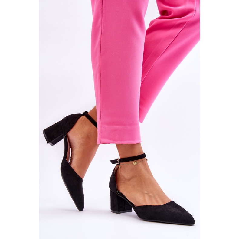 Suede Heel Pumps Black Promise 2