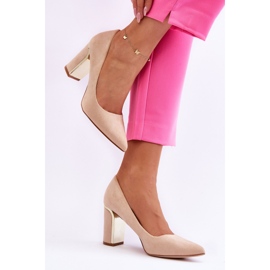 Classic Suede Heel Pumps Beige Elizabeth 1