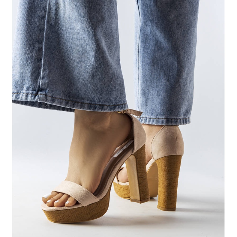 Inna Beige high heel sandals from Selsa 1