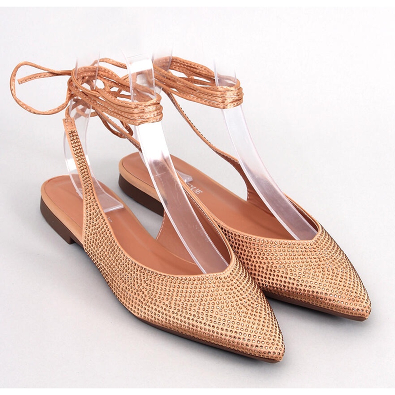 Rhinestone open heel ballerinas by Vonda Champagne golden 1