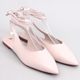 Jody Beige lace-up open-heel ballet flats 1