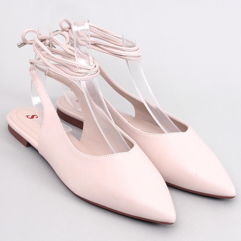 Jody Beige lace-up open-heel ballet flats 1