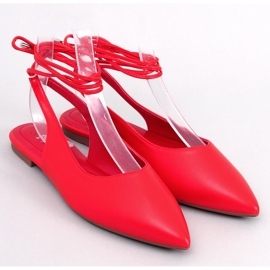 Jody Red lace up open heel ballet flats 1