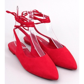 Pirson Red lace-up open-heel ballet flats 1