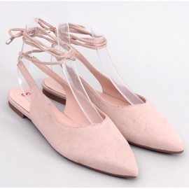 Pirson Beige lace-up open-heel ballerinas 1
