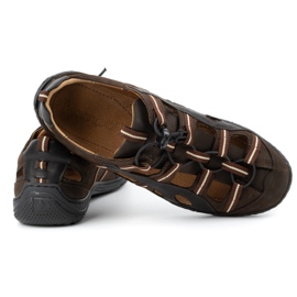 Kampol Men's shoes leather sandals 26KAM brown 5