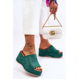 Women's Slippers On A Massive Platform Green Martina 1