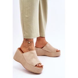 Women's Solid Platform Slippers Beige Martina 2