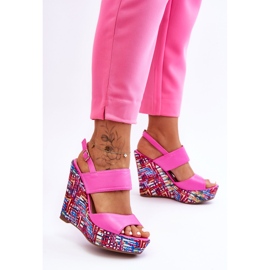 Women's Wedge Sandals Pink Calderia 1