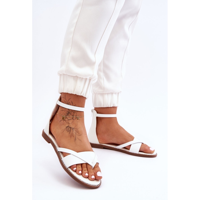 Women's Zipper Flip Flops Flat Sandals White Rise Up! 2