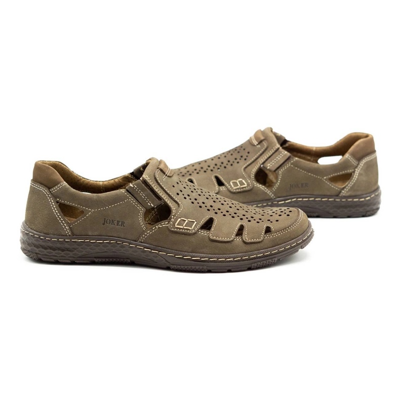 Joker Men's summer leather shoes, slip-on 500J olive green 3 Joker Men's summer leather shoes, slip-on 500J olive green 3