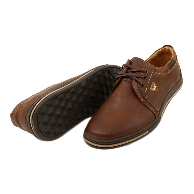 Polbut Men's leather shoes 343 DK.Camel brown 3