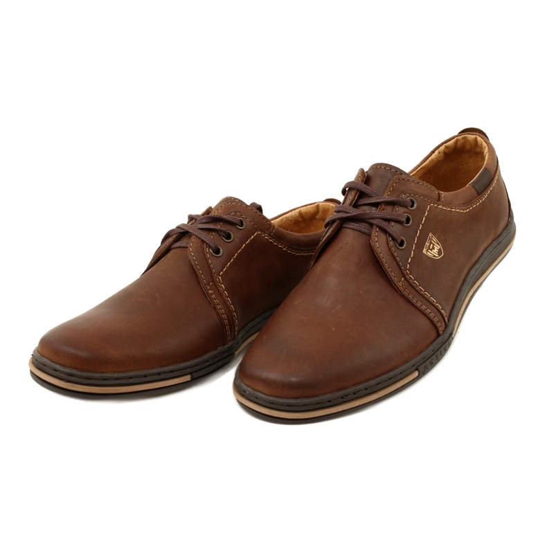 Polbut Men's leather shoes 343 DK.Camel brown 2