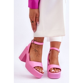 Fashionable Sandals On Massive Heel Pink Karmine 1