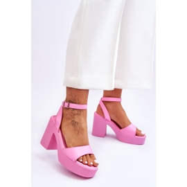 Fashionable Sandals On Massive Heel Pink Karmine 2