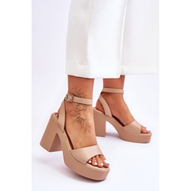 Fashionable Sandals On Massive Beige Karmine Heels 2
