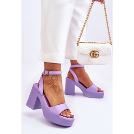 Fashionable Purple Karmine Massive High Heel Sandals violet 2