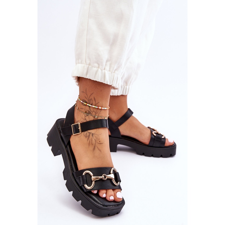 Emori Women's Emori Leather Embellished Leather Sandals black 1