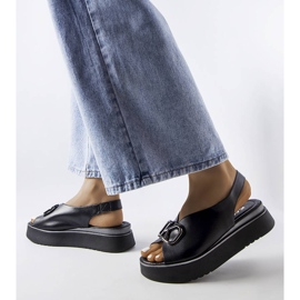 Black platform sandals with embellishment from Karino 1