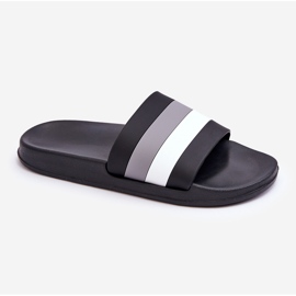 Women's Black Vision Striped Slippers 1
