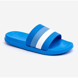 Women's Blue Vision Striped Slippers 1