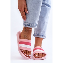 Women's Pink Vision Striped Slippers 1