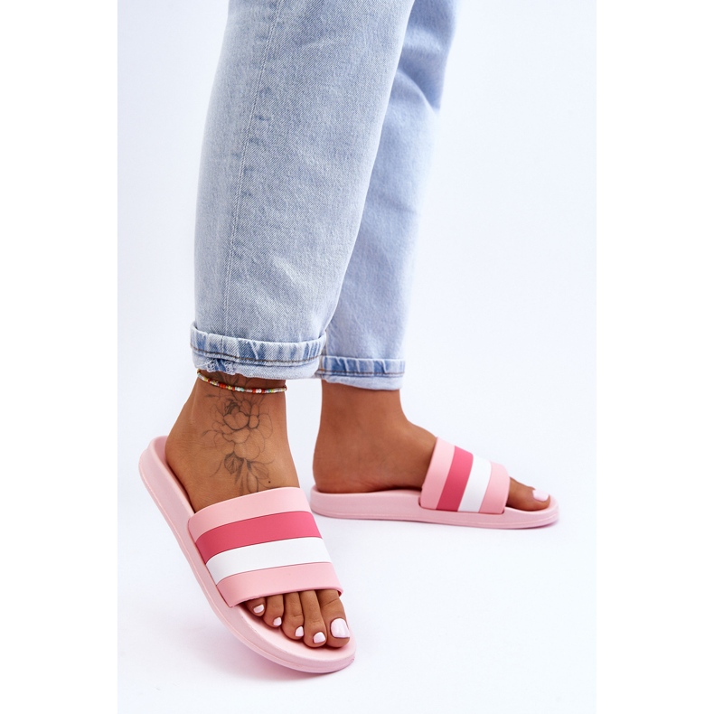 Women's Pink Vision Striped Slippers 2 Women's Pink Vision Striped Slippers 2