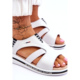 Evento Leather Slip-on Sandals White Regio 5