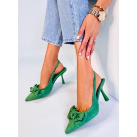 Shirley Green Open Heel Pumps 2