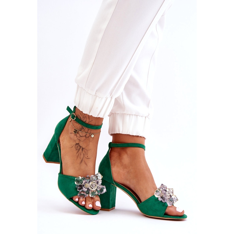 Seastar Elegant Sandals With Crystals On Cameron Green Heels 6