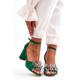 Seastar Elegant Sandals With Crystals On Cameron Green Heels 1