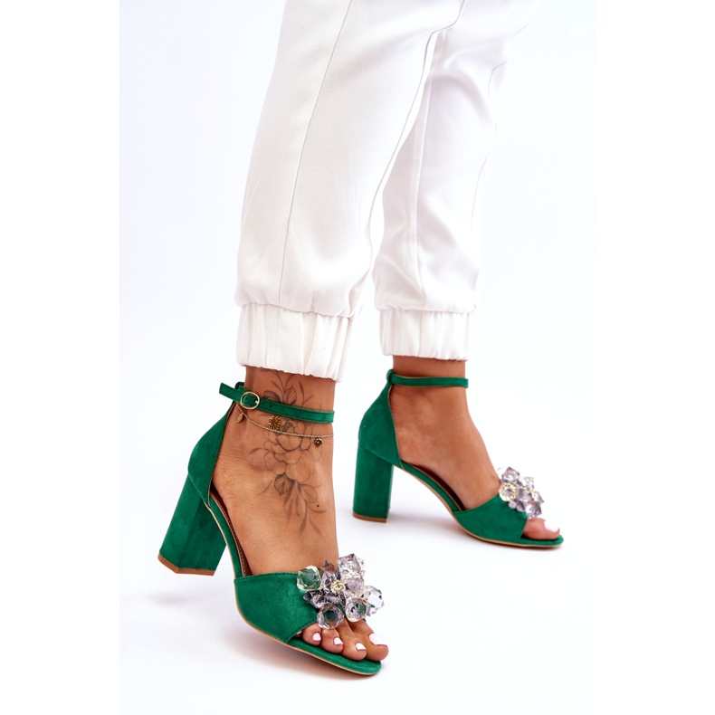 Seastar Elegant Sandals With Crystals On Cameron Green Heels 2