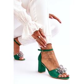 Seastar Elegant Sandals With Crystals On Cameron Green Heels 5