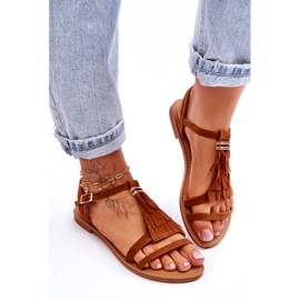 Women's Sandals Flat Suede Boho Brown Lucami 3
