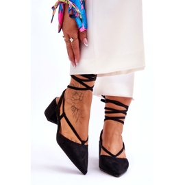 Black Carlotte Knotted Low Heel Pumps 1